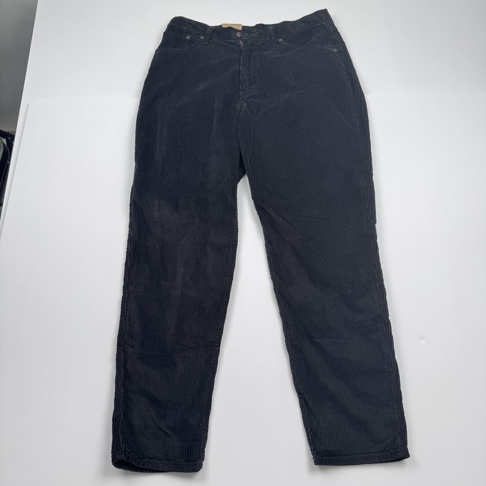 Levis High Waisted Mom Jeans Womens 31x30 (31x28) Black Corduroy Relaxed Fit